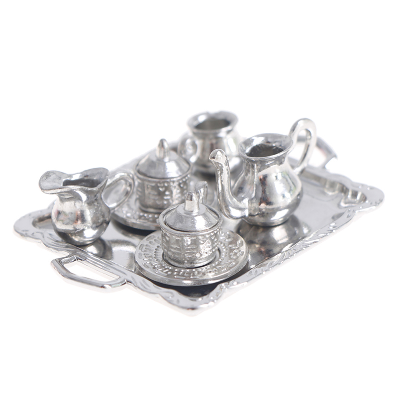 Kids Toys Kitchen Set - 10pcs/Set 1/12 Dollhouse Miniature Silver Metal