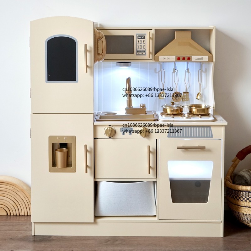 Kids Toys Kitchen Set - Educational Wooden Pretend Play Cooking Set