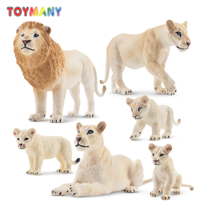Kids Toys Under $5 - 6Pcs Simulation White Lion Family Animals