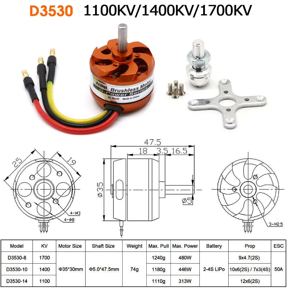 D3530 1100KV 1400KV 1700KV Bru - đánh giá và giá Rc Helicopter Mini